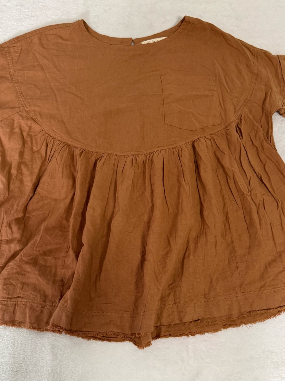 Free People We The Free Womens M Linen Blend Oversized Tunic Top Brown Pockets
